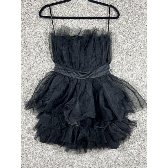 Forever 21 Dresses & Skirts - Forever 21 Tulle Mini Dress Black Strapless Tiered Ruffle Prom Whimsy Goth Small